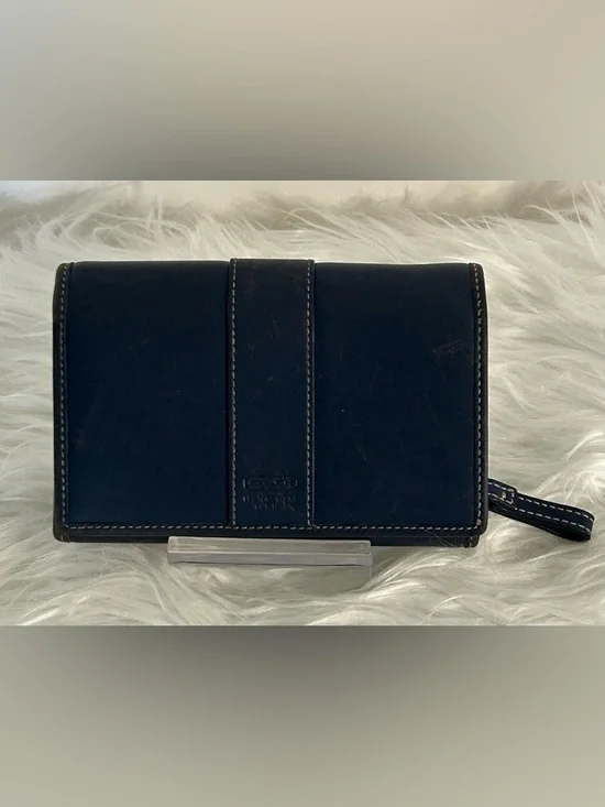 Coach Legacy Blue Leather Wallet USA vintage Clutch Y2K - Picture 11 of 12